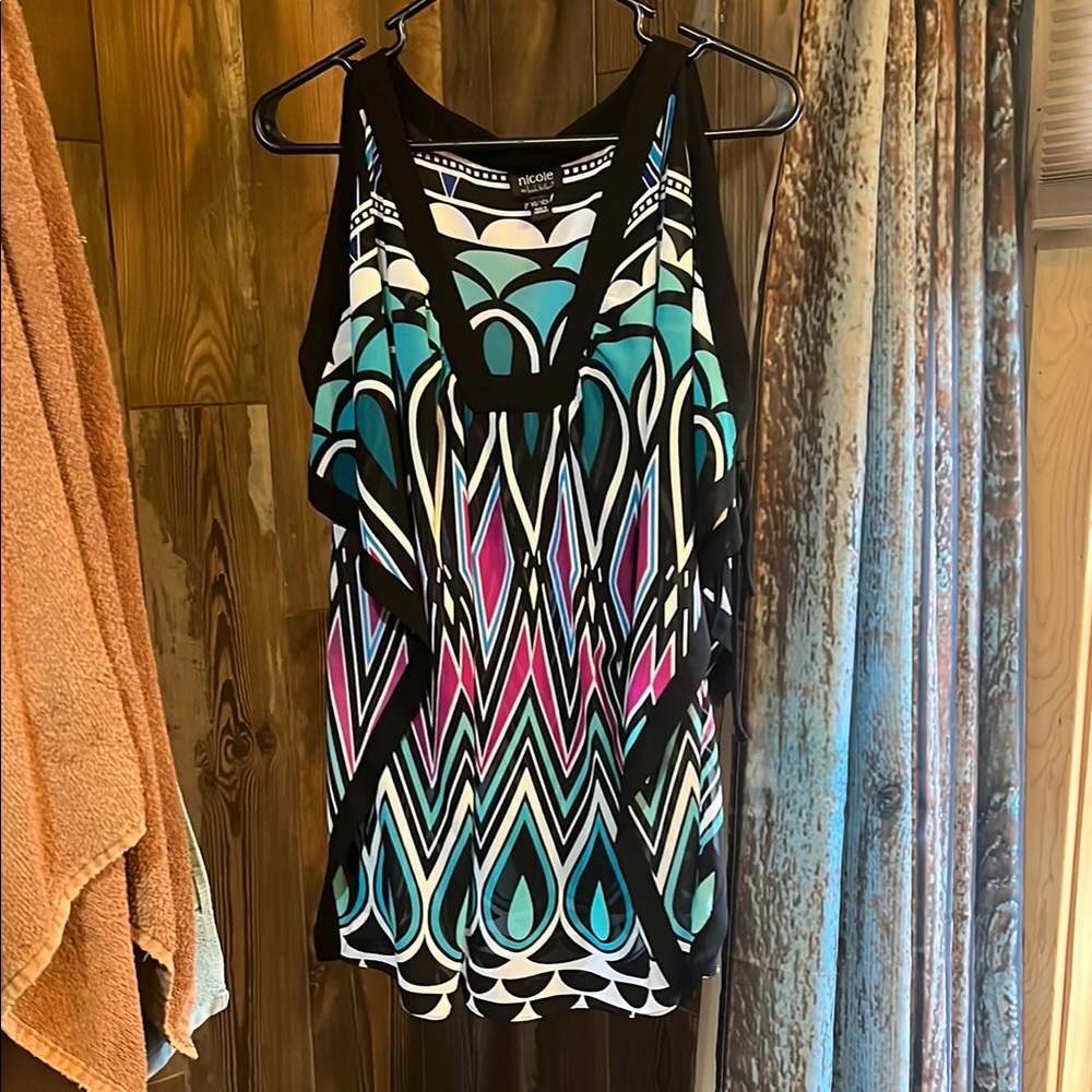 NIC+ZOE Multicolor Geometric Print Women's Top